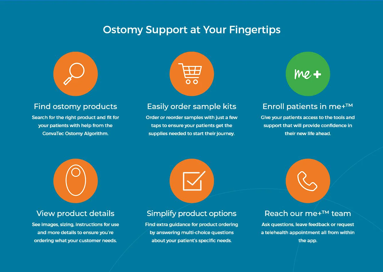 Apoyo para ostomía al alcance de su mano