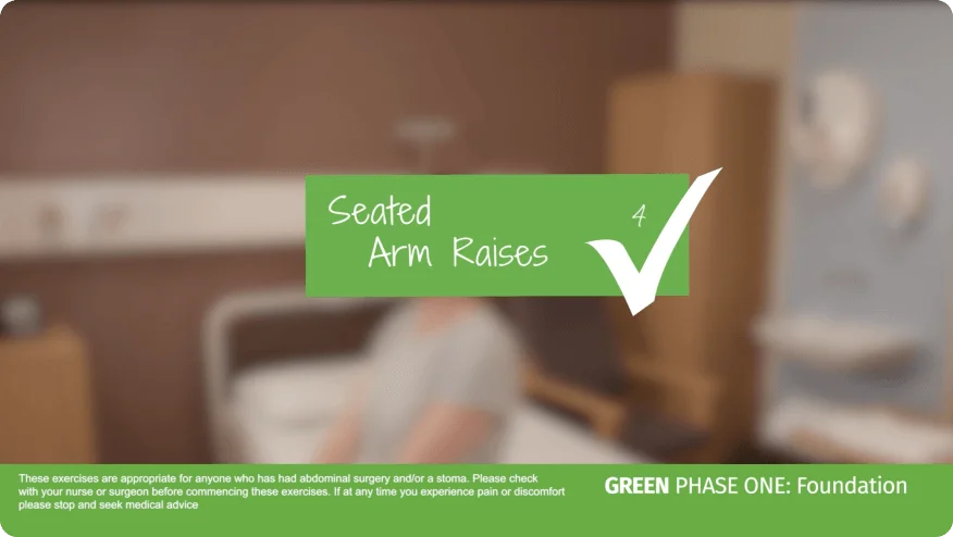 A video thumbnail of 'Green Phase One - Seated Arm Raises'