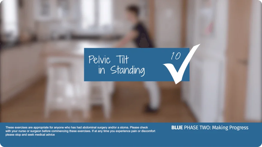 A video thumbnail of 'Blue Phase Two - Pelvic Tilt Standing'